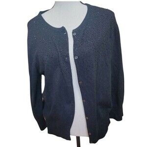 Vintage George Me by Mark Eisen Angora Lambswool Cashmere Beaded Sweater Size XL